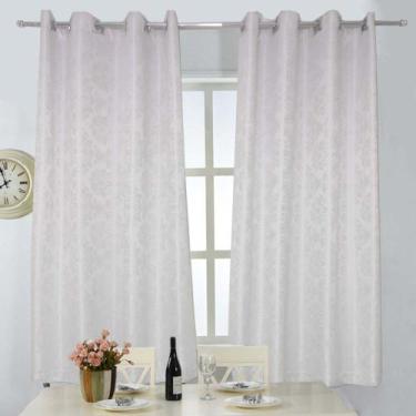 Imagem de Cortina Encanto Quarto Corta Luz 1,70m x 2,80m Tecido Jacquard Branca 