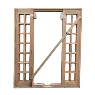 Imagem de Porta de Correr Quadriculada Reta 4 Folhas P.Cedro Ecalipto Cx10 - Cen