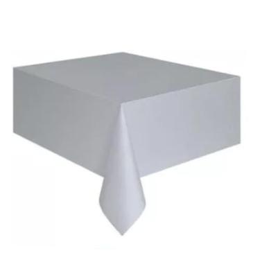 Imagem de Kit 10 Toalhas Plástica de Mesa Para Convidados 78x78cm(Prata)