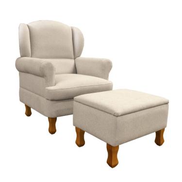 Imagem de Poltrona para Amamentação com Puff Sabrina Linho Bege