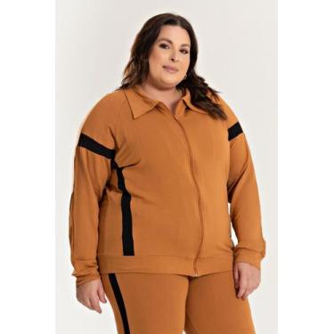 Imagem de Jaqueta Feminina Plus Size Molecotton Com Faixas Contrastante - Serena