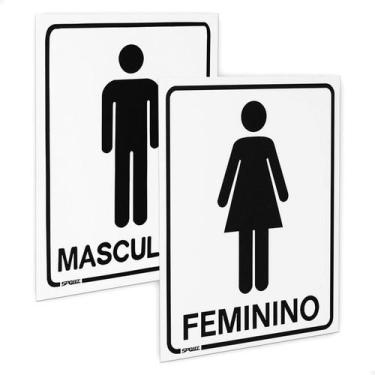 Imagem de Kit Placa Banheiro Feminino Masculino Sanitário Sinalização - SPORTINO