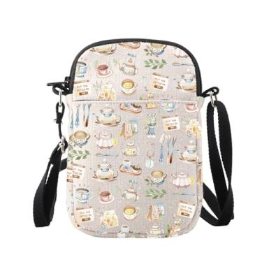 Imagem de WUSUANED Bolsa tiracolo Tea Party Tea Artist Gift Teas Drinker Bolsa de ombro para amantes, Saco de chá