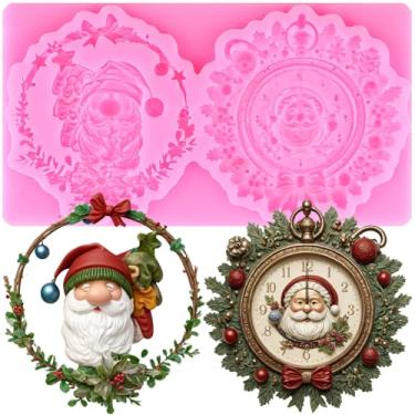 Imagem de XMOLDNMS Molde de silicone para fondant de relógio de Papai Noel para decoração de bolos, enfeite de cupcake chocolate polímero argila pasta de goma