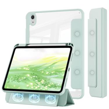 Imagem de KVTVOU Capa para iPad (A16) 11ª/10ª geração (2025/2022, 11/10,9 polegadas) com suporte de lápis, capa magnética destacável fina com três dobras, capa traseira transparente de policarbonato rígido