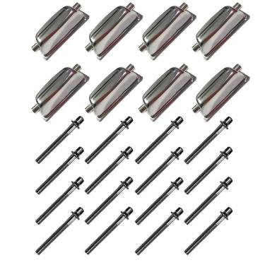 Imagem de Kit 8 Canoas Tom Caixa Cromo 18.5 + 16 Parafusos 51 X 6Mm M6