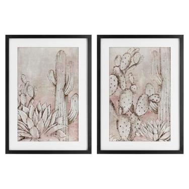 Imagem de Stupell Industries Botanical Oasis Guardians 2 peças impressão emoldurada preta sob vidro conjunto design por Luna Mavis, 23 x 17