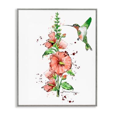 Imagem de Stupell Industries Design de arte giclée emoldurado cinza beija-flor e hollyhock por Susan Lugar, 76 x 61 cm