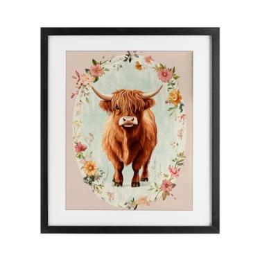 Imagem de Stupell Industries Impressão emoldurada preta com borda de flor de pêssego design sob vidro por Petal Prints Design, 53 x 43 cm