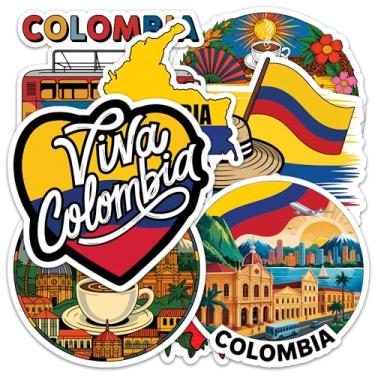 Imagem de Adesivo Colômbia 8 peças (tamanho grande) adesivos de vinil para laptop decalque à prova d'água para para-choques de carro, garrafa de água, caderno, bagagem, janela, festa, aniversário, decorações