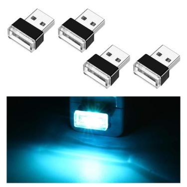 Imagem de Lâmpada de atmosfera interior de carro Ziciner USB LED Ice Blue 4 PCS