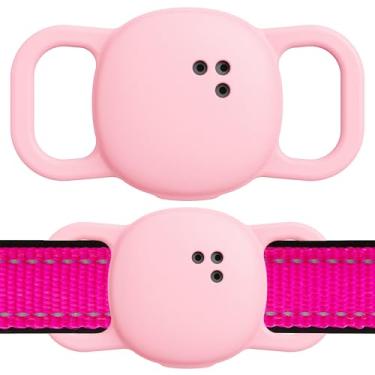 Imagem de DDJ Adesivo Tile Life360 (2024), capa protetora antiperda de silicone, antiperda, para coleiras de cães e animais de estimação, ultradurável, fácil instalação, leve, rosa