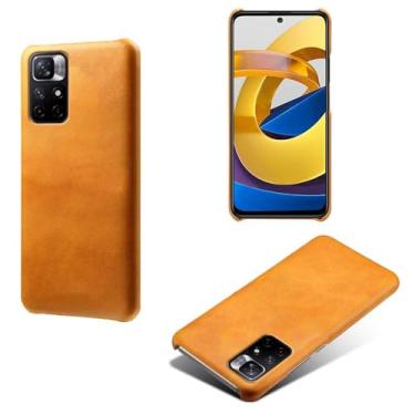 Imagem de Capa para Xiaomi POCO M4 Pro 5G,Proteção contra quedas,Casca de volta de cor sólida simples,Design de couro de imitação de plástico-Orange
