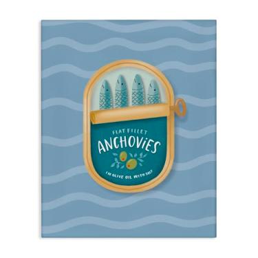 Imagem de Stupell Industries Design de arte de parede em tela de anchovas em ondas enlatadas por Sandra Picco, 76 x 61 cm