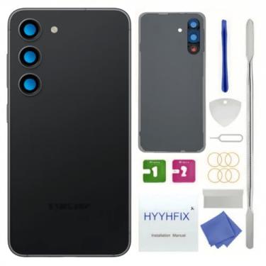 Imagem de HYYHFIX Substituição de vidro traseiro para Galaxy S23 para Samsung Galaxy S23 capa traseira à prova d'água e lente de câmera + kit de ferramentas de reparo profissional (preto fantasma)