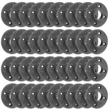 Imagem de Home TZH Flange de piso resistente de 2,5 cm, pacote com 40 flanges de tubo de ferro maleável para estilo vintage industrial, flanges com orifício rosqueado para projeto faça você mesmo/móveis
