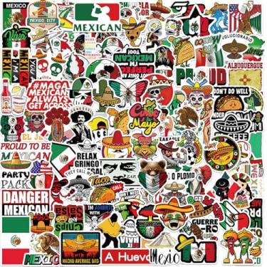 Imagem de 100 adesivos de capacete mexicano, decalques patrióticos do orgulho do México, acessórios de chapéu de vinil à prova d'água, presentes de colarinho azul para capacete, capuz, garrafa de água, laptop