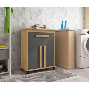 Imagem de Armário Balcão Multiuso 2 Portas 1 Gaveta com Rodízios Chile Cinamomo/grafite