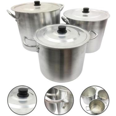 Imagem de Jogo 3 Caldeirão Panela Grande Industrial Alumínio Hotel Restaurante F