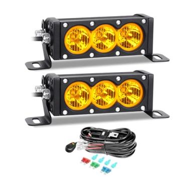 Imagem de AUXTINGS 2 Peças De Barra Luz Led Âmbar Fileira Única 6" 30W Feixe Inundação Off-Road Caminhão Trabalho Utv 4X4 Carros Suvs Atvs Barcos Neblina Direção Com Kit Chicote Elétrico