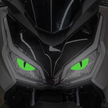 Imagem de Leniutor 2 pares de adesivos refletivos de carro, olhos de gato, decalques de semicírculo de farol de motocicleta, decalques de aviso de segurança de vinil à prova d'água para porta traseira de janela