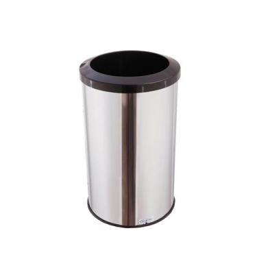 Imagem de Lixeira Inox Com Aro Plástico 35 Litro Cesto Lixo Reciclável - Aldinox