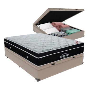 Imagem de Cama + Box Casal Com Base Baú Europillow Mola Ensacada Cor:bege - ORTO