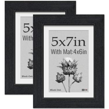 Imagem de Porta-retratos VCK 5x7 em madeira natural de carvalho preto com vidro 