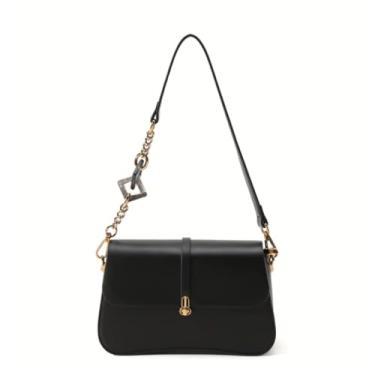 Imagem de ALWY Bolsa Tote Feminina transversal em Couro Sintético com, Alça de Ombro Ajustável, Design Minimalista (Preto)