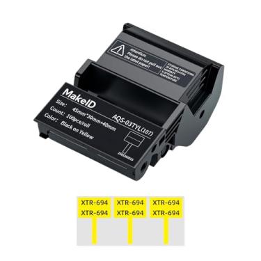 Imagem de MakeID Etiquetas de bandeira EP53, fita de etiqueta pré-dimensionada T-Flag com cartucho de fita para fios e cabos internos/externos, etiquetagem DatoCom - para etiquetadora industrial portátil EP53