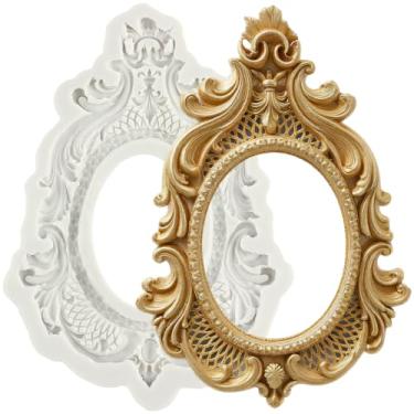 Imagem de Moldura Phtoto Molde de fondant estilo barroco Molduras de silicone Curlicues Moldes de alívio de rolagem para decoração de bolo esculpido em 3D enfeite de cupcake pasta de goma de chocolate argila de