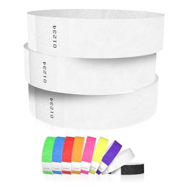 Imagem de Pulseiras Tyvek brancas de 600 Wristco para eventos - Pulseiras de papel confortáveis resistentes a rasgos pulseiras de identificação para shows, festivais, identificação de festa de admissão