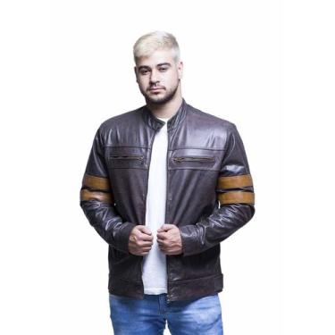 Imagem de Jaqueta de Couro Slim Craqui Café e Caramelo - Parra Couros, G