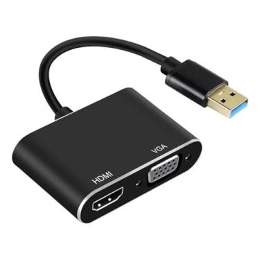 Imagem de Adaptador USB 3.0 para HDMI e VGA, Full HD 1080p, Dual Display, Compatível com Windows e MacOS
