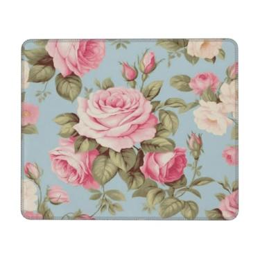 Imagem de Tapete de mouse para jogos de escritório com base de borracha antiderrapante vintage chique rosa para computador, laptop, acessórios de mesa 19 x 24 cm