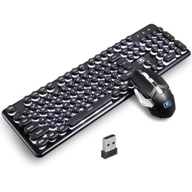 Imagem de Conjunto de teclado e mouse, retroiluminação branca, teclados ergonômicos sem fio 2,4G, sem atraso, recarregável, silencioso, sem fio, para computador, laptop, PC, Mac, Windows