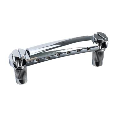 Imagem de OVSAL Ponte de guitarra elétrica cromada liga de zinco Tune-O-Matic Ponte Tailpiece Stop Bar com pinos de ajuste, compatível com peças de reposição de guitarra elétrica estilo Les Paul LP SG