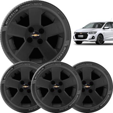 Imagem de 4X Calotas Chevrolet Prisma Onix Corsa Aro 14 Preto 087Cb