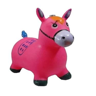 Imagem de Cavalinho Upa Upa Grande Pula Pula Musical Borracha Resistente Inflável Rosa