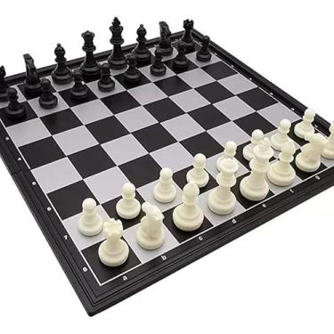 Imagem de Jogo de Xadrez Magnético Dobrável Portátil com Peças Pretas e Brancas – Tabuleiro Resistente para Viagem, Aprendizado e Diversão em Família