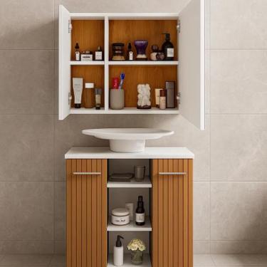 Imagem de Conjunto Banheiro Espelheira Klein Gabinete Premium Para Pia de Coluna