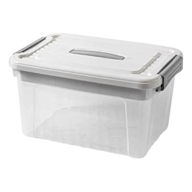 Imagem de Caixa Organizadora com Tampa, 20 Litros, 22x28x38,5cm, Transparente e Branco, Empilhável