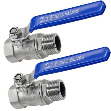 Imagem de beduan Válvula de corte de mangueira de jardim de aço inoxidável 3/4 Conector de serviço pesado rosqueado GHT com cabo longo (pacote com 2)