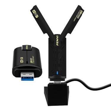 Imagem de F FENVI Adaptador de rede WiFi 7 USB USB 3.0 Driver Free Gaming WiFi 7 sem fio BE6500Mbps Tri-Band 802.11AC/AX/BE 8912AU Chip Plug and Play Gigabit USB WiFi 7 Card para PC desktop Windows 11/10