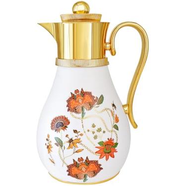 Imagem de Garrafa térmica de estilo árabe com isolamento térmico, 940 ml, jarra isolada para chá quente e frio, ornamentos de inauguração de casa (flor)