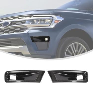 Imagem de Linskip Capas de farol de neblina dianteiras compatíveis com Ford Expedition 2022 2023 2024, acabamento de farol de neblina para acessórios externos de expedição fibra de carbono