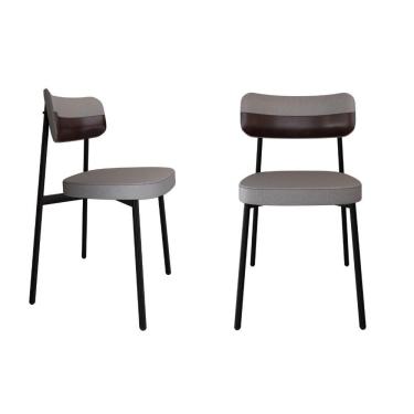 Imagem de Cadeira Alloa Fixa Com 4 Pés 50 X 44,7 X 83,8 Cm Com 2 Unidade Corriente Cinza Claro Courino Café