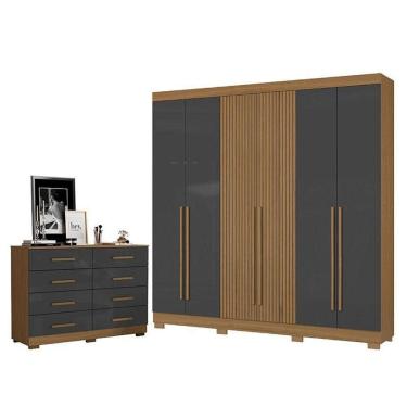 Imagem de Cômoda 2014148 E Guarda Roupa Casal 2030230 Atacama Grafite - Aramóveis