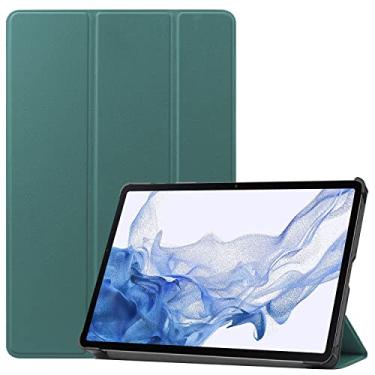 Imagem de Capa inteligente para Samsung Galaxy Tab S10 Lite / S10 FE / S9 FE de 10,9 polegadas, capa inteligente Ratesell leve com suporte triplo com função despertar/hibernar automático, verde escuro