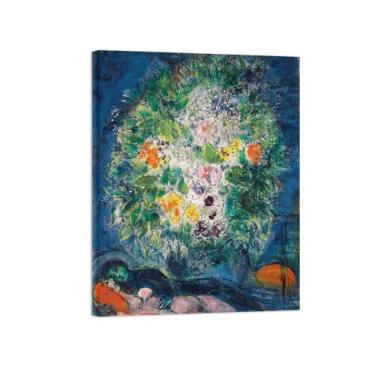 Imagem de Flores Pintura em tela Famosa Pintura Reprodução-Quadros para sala de estar-Namorados com buquê-Pôster pronto para pendurar Tela Embrulhada 60x80cm
